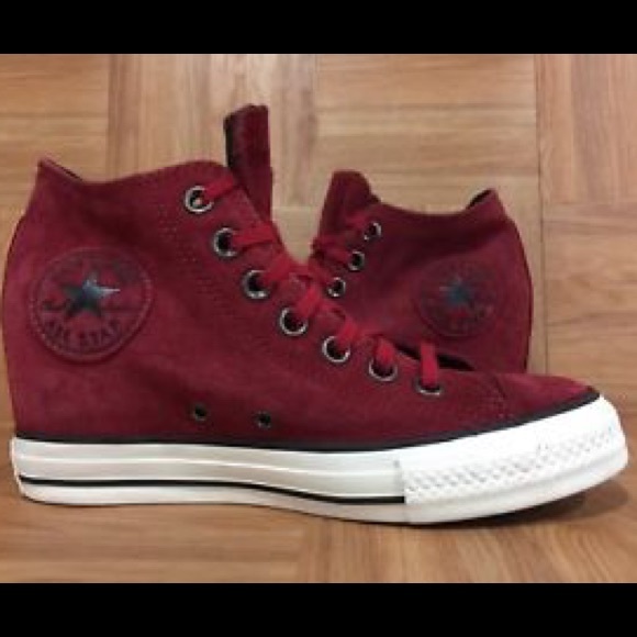 converse red wedge sneakers